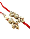 Set Of Bhaiya Bhabhi Rakhi Cast Kundan Lumba Rakhi For Brother Bhai Men Boy Rakhi Festival Glass Color Woolen Thread Pair Rakhi Couple Rakhi