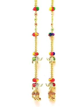 Decorative Main Door Hanging and Home Pooja Mandir Latkan Multicolor Size 2.5 Feet This Product Also Use with Door Toran As Side Hanging (4 PES) Material Type Plastic